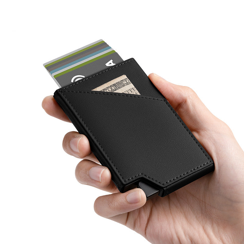 LyfeWallets pocket sized aluminum and leather multi-purpose wallet