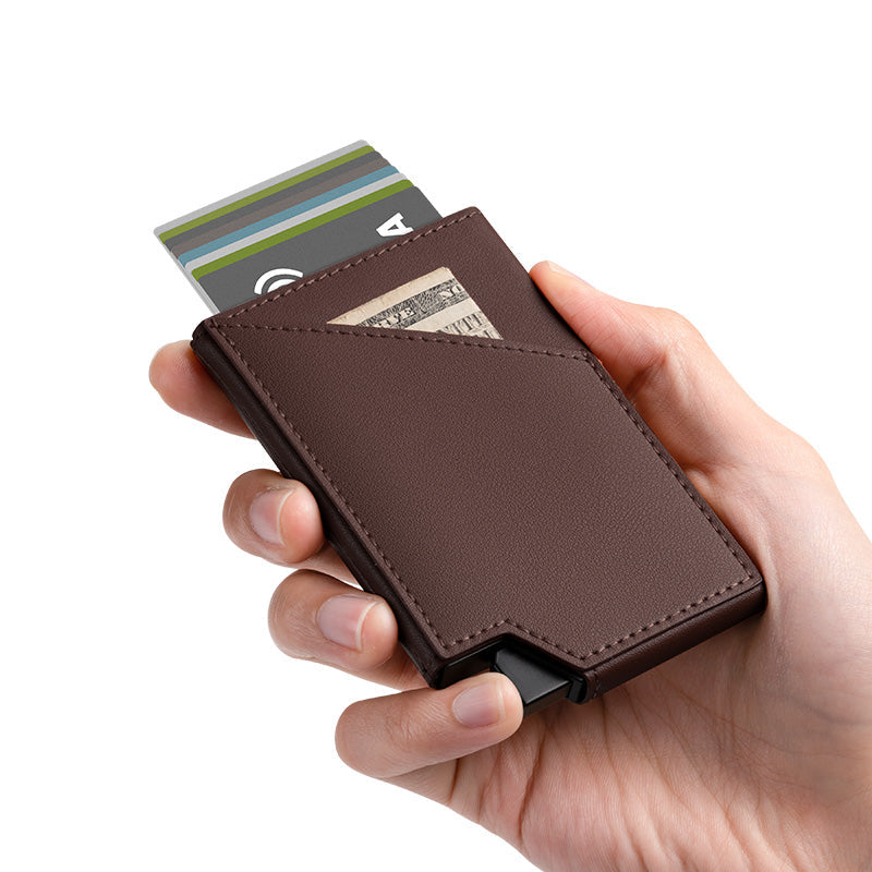 LyfeWallets pocket sized aluminum and leather multi-purpose wallet