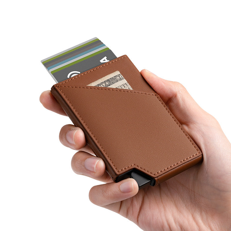 LyfeWallets pocket sized aluminum and leather multi-purpose wallet